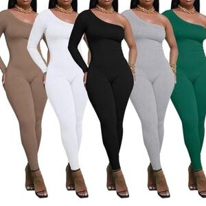 Stylish One-Shoulder Jumpsuit in Multiple Colors